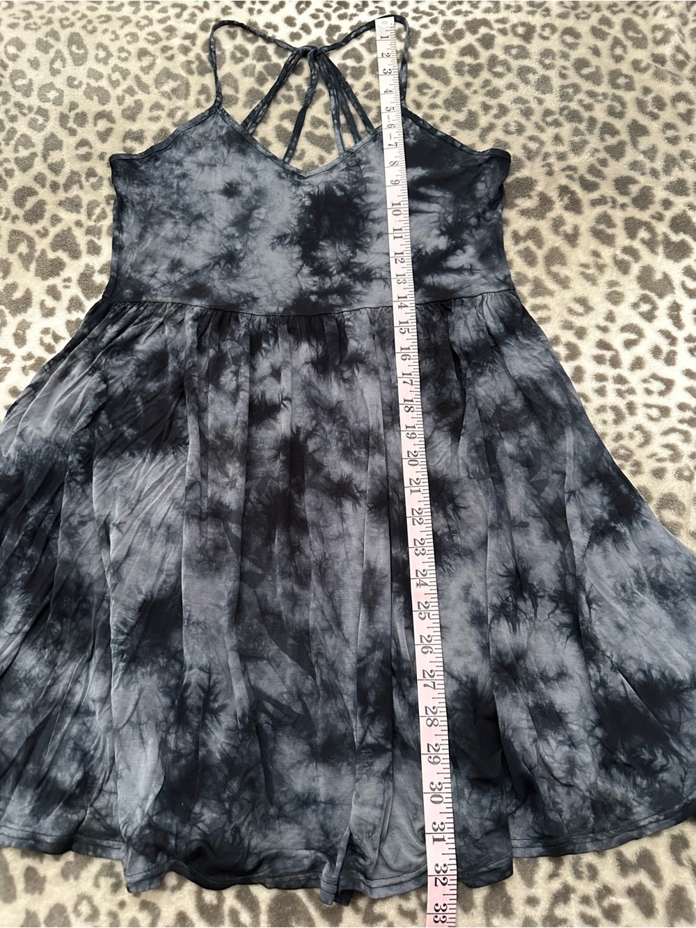 American Eagle Soft & Sexy Tie Dye Strappy Sun Dress in Black Blue Size Medium - Picture 17 of 17